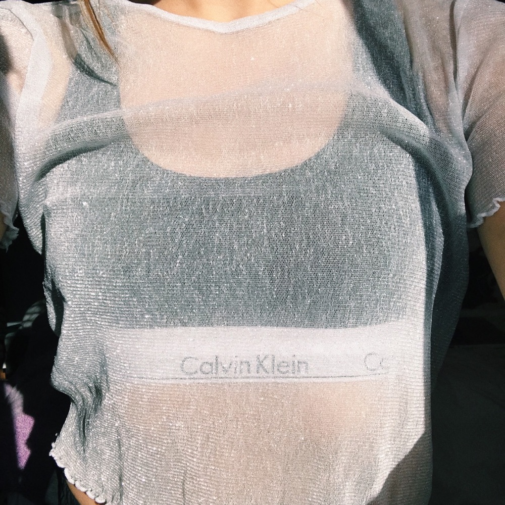 Brandy Melville Sheer Mesh Glitter Shirt
